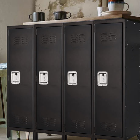 SISESOL Vintage Metal Locker,Storage Locker,Retro Black Single Locker with Hooks for Employees,Steel Locker for Home, Office,Gym,Old School Lockers Storage SISESOL