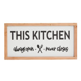 Farmlyn Creek Wooden Rustic Kitchen Wall Decor Sign, This Kitchen Always Open Never Closes (16 x 8 In) Farmlyn Creek