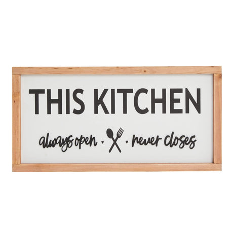Farmlyn Creek Wooden Rustic Kitchen Wall Decor Sign, This Kitchen Always Open Never Closes (16 x 8 In) Farmlyn Creek