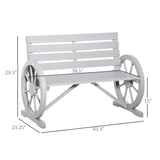 Rustic Charcoal Grey Wooden Wagon Wheel Bench for Outdoor Comfort Outsunny