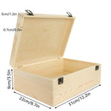 LANIAKEA Unfinished Wood Box, 12" x 9" x 5" Large Wooden Box, Wood Box with Hinged Lid, Wooden Boxes for Crafts DIY Art Hobbies and Home Storage LANIAKEA