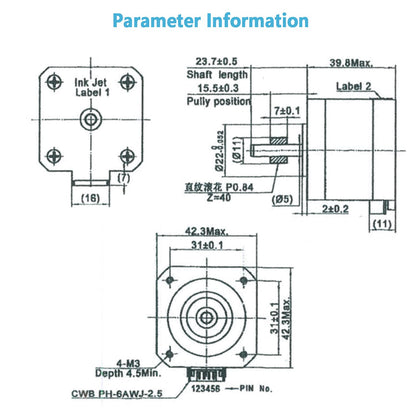 Creality Official 42-40 Stepper Motor with Extruder Gear, 2 Phase 1A 1.8 Degree 0.4 N.M for 3D Printer Extruder, Compatible with E-axis of Ender 3/Ender 3 V2/Ender 3 pro/Ender 5/CR-10 3D Prin - WoodArtSupply