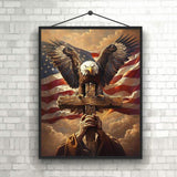 KTHOFCY 5D DIY US Flag Independence Day Eagle Cross Diamond Painting Kits for Adults, US 4th of July Full Drill Crystal Rhinestone Paintings Pictures Arts Wall Decor Painting Dots Kits 11.8X15.7inch KTHOFCY