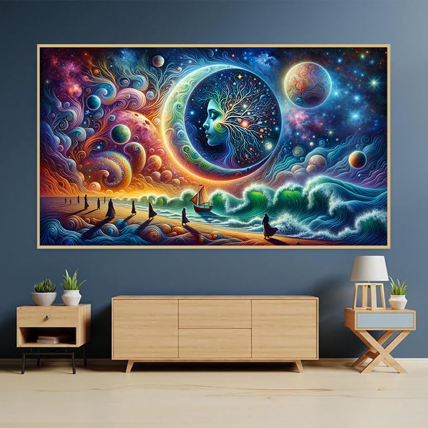 mrpwnle 5D Diamond Painting Kits for Adults, DIY Large Size Moon Diamond Art Kits for Adults, Abstract Landscape Full Drill Gem Art Kits for Home Wall Decor Gifts 27.5 X 15.7 Inch mrpwnle
