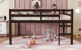 Full Loft Bed with Ladder,Rubber Wood Kids Bed with Guardrails,Low-Profile Lofts for Children’s Room,Space-Saving Underbed Storage,Sturdy Construction,Minimalist Design for Bedroom, Espresso GDFStudio