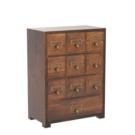 Card Catalog Traditional Solid Wood Small Chinese Medicine Small Curio Cabinet l Vintage Retro Look Tea Storage Organizer Apothecary Drawer Dresser l Primo Supply