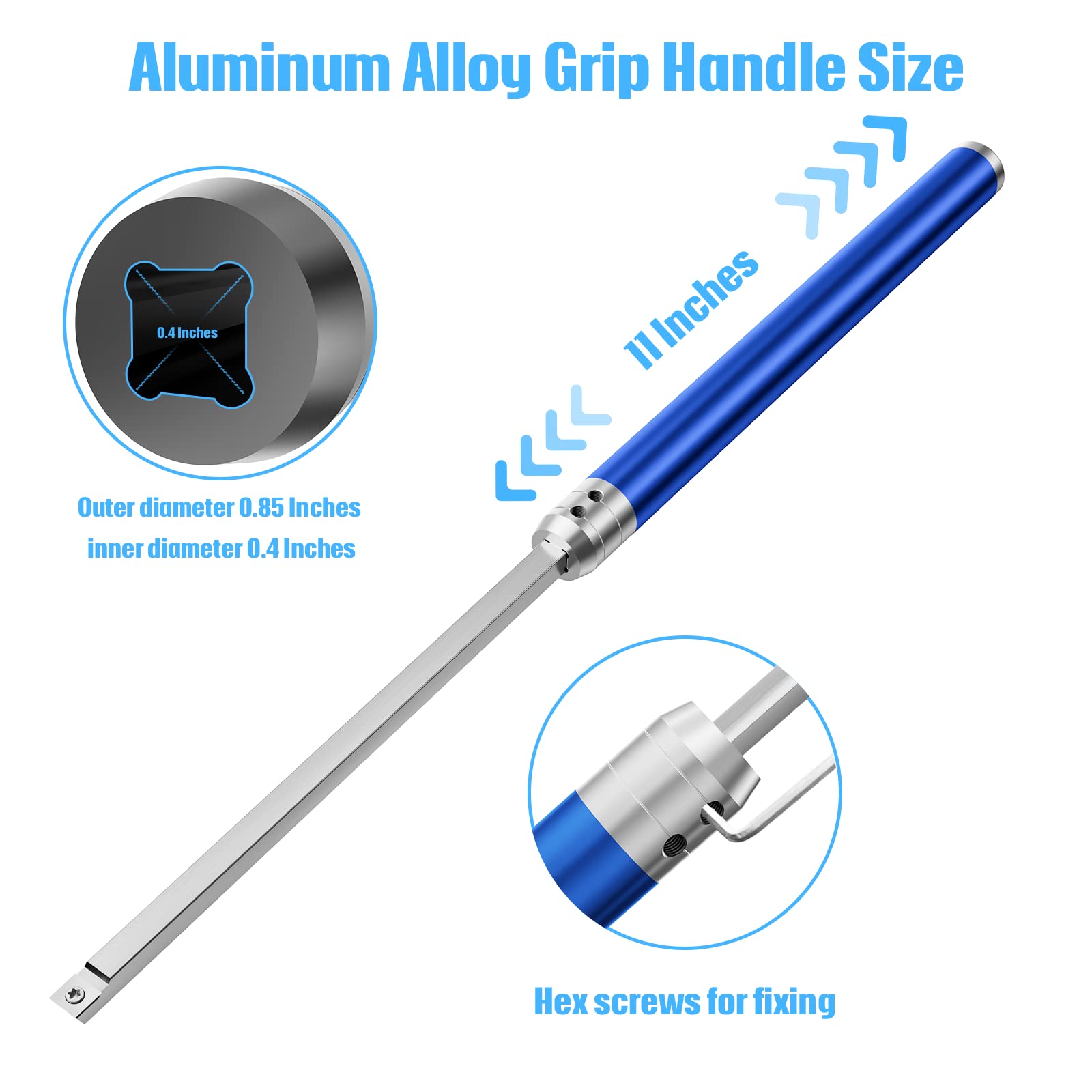 WenCrew Carbide Lathe Turning Tool Handle, Interchangeable Aluminum Alloy Handle Bar Accessories for Carbide Tipped Woodturning Lathe Tool - WoodArtSupply