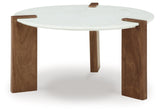 Signature Design by Ashley Isanti Modern Coffee Table with Marble Top, White & Light Brown Signature Design by Ashley