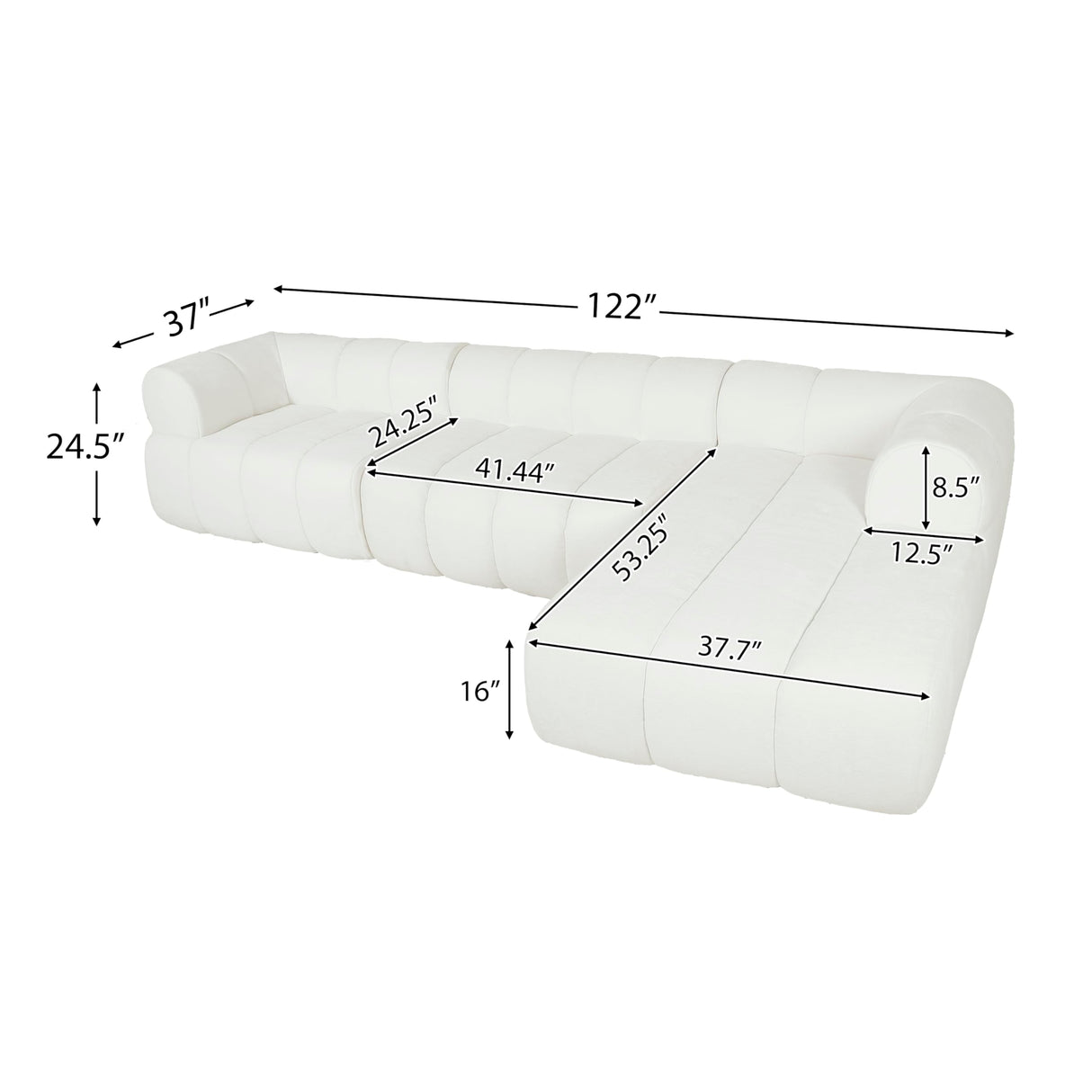 GDFStudio 122" Modern L-Shaped Sectional Sofa with Chaise Lounge,Skin-Friendly Fully Compressed Sponge Couch,High-Density Foam Cushions,Right Hand Facing,Lounge Seating for Living Room,Beige GDFStudio