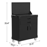 GarveeHome Rolling Tool Cabinet, Heavy Duty Steel Garage Storage Cabinet with 2 Drawers, Pegboard & 4 Wheels, Lockable Tool Cart Workbench for Workshop, Warehouse GarveeHome