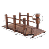 VINGLI 5 ft Garden Bridge, Classic Wooden Arch with Safety Rails Stained Finished Footbridge, Decorative Pond Landscaping, Backyard, Creek or Farm VINGLI