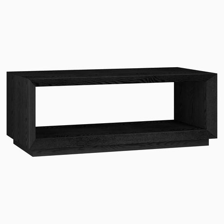 Henn&Hart 48" Rectangular Coffee Table with Open Storage Shelf for Living Room, Family Room, or Office, Black Grain Henn&Hart