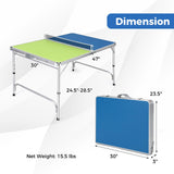 Goplus Foldable Ping Pong Table, 100% Preassembled Mini Table Tennis Table with Adjustable Height for Indoor Outdoor, Portable Table Tennis Set Includes Net, 2 Paddles, Balls Goplus