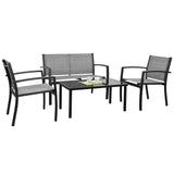 Tuoze 4 Pieces Outdoor Patio Furniture Set Conversation Set with Glass Coffee Table Bistro Set with Loveseat Garden Yard Lawn and Balcony (Grey) Tuoze