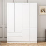 Jiaoun 78.74" 4-Door Armoire Wardrobe Closet, with Drawers and Shelves,Armoires and Wardrobes with Hanging Rod, Wooden Wardrobe Closet（White） 63" L x 20.39" W x 78.74" H Jiaoun