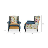 Jennifer Taylor Home Anya Eclectic Floral Patchwork Boho Chic Wingback Large Living Room Lounge Accent Arm Chair Jennifer Taylor Home