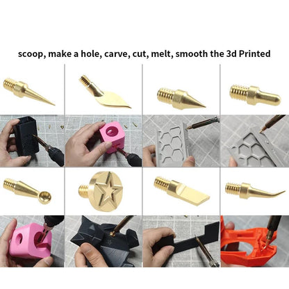 Casnorton 3D Printer Smoothing Tool Kit,3D Printing Modify Finishing Smoothing Solding Welding Iron Tool Cleaning Needle Soldering Iron with 8Pcs Brass Trimming - WoodArtSupply