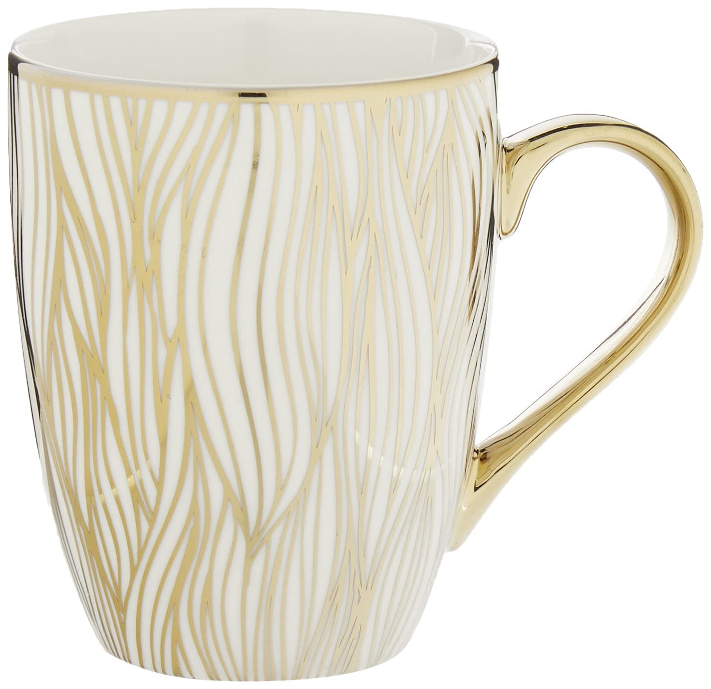 Matrix Gold Porcelain Gold-Plated Coffee Mug Set - Elegant 16 oz Luxury Coffee Mugs, Gold Trim Mug with Unique Designs, Premium White and Gold Accent Porcelain Tea Mug, Giftable Drinkware (6-Piece)