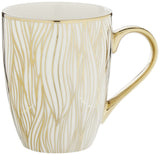 Matrix Gold Porcelain Gold-Plated Coffee Mug Set - Elegant 16 oz Luxury Coffee Mugs, Gold Trim Mug with Unique Designs, Premium White and Gold Accent Porcelain Tea Mug, Giftable Drinkware (6-Piece) Certified International