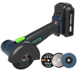 ZEITE 3" Cordless Cut Off Tool, 20V 2.0Ah Mini Cutter, Max Cutting Depth 1/2", 19500RPM Cutting Tool with 3 Cutting Discs 1 Flap Disc for Rust Removal, Battery and Charger Supplied Zeite
