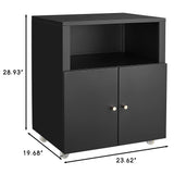 DKYNDSYN Metal Printer Stand with Storage Mobile File Cabinet on Wheels with Doors and Adjustable Shelf Rolling Printer Table Cart for Home Office Small Spaces Under Desk Printer Cabinet (Black) DKYNDSYN