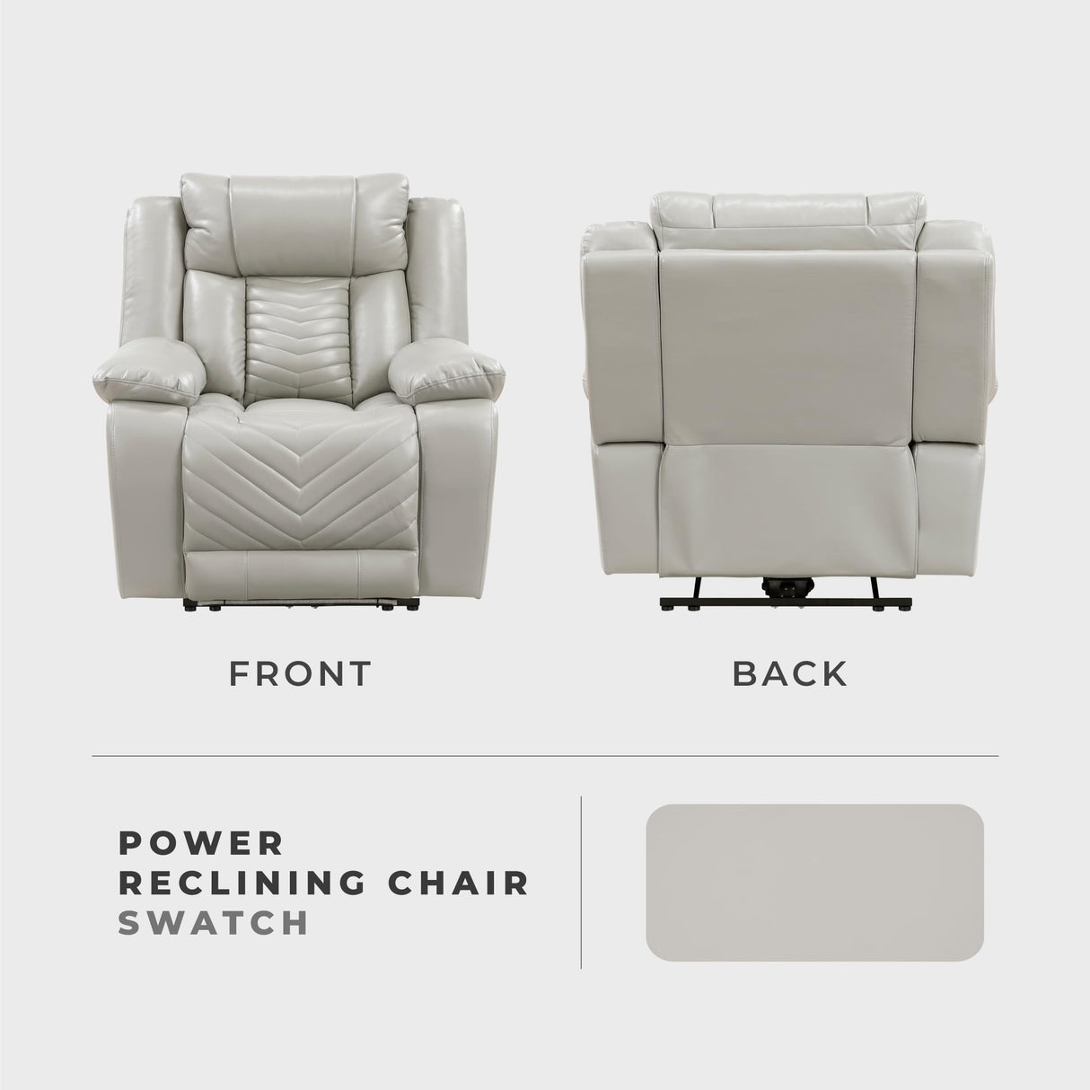 Lexicon Power Recliner Chair, Faux Leather Upholstered Home Theater Seating with LED Lighting, USB Charging Ports, Single Wall Hugger Reclining Chair for Living Room/Bedroom Easy Assembly, Gray Lexicon