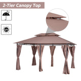 Outsunny 10' x 13' Patio Gazebo, Outdoor Gazebo Canopy Shelter with Curtains, Vented Roof, Steel Frame for Garden, Lawn, Backyard and Deck, Khaki Outsunny