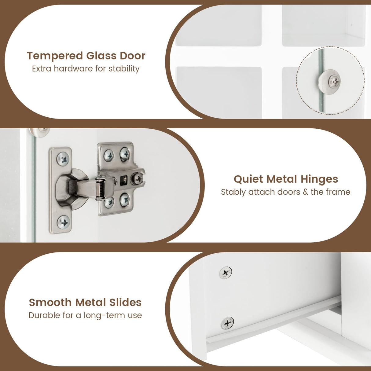 Giantex 55" White Tall Wooden Bookcase with Glass Doors, Adjustable Shelves, and Drawer Giantex