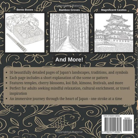 Coloring Japan - A Coloring Book Inspired by The Land of the Rising Sun: Color Each Page And Learn About Japan's Culture, Symbols and Places! Majosta