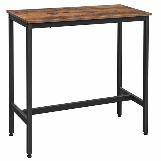 VASAGLE Narrow Industrial Bar Table in Rustic Brown and Ink Black - Perfect for Small Spaces