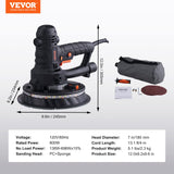 VEVOR Drywall Sander, 800W Electric Sander with 12 Sanding Discs, Variable Speed 1200-2300 RPM Wall Sander with Automatic Vacuum Dust Collection System, Double LED Lights, Dust Bag, Detachable Edge VEVOR