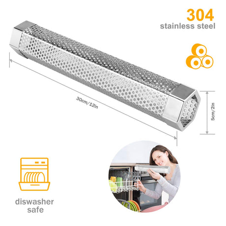 Pellet Smoker Tube, 2 Pack 12'' Stainless Steel BBQ Wood Pellet Tube Smoker, for Cold/Hot Smoking (2 Pack 12'' Smoker) LFSEMINI