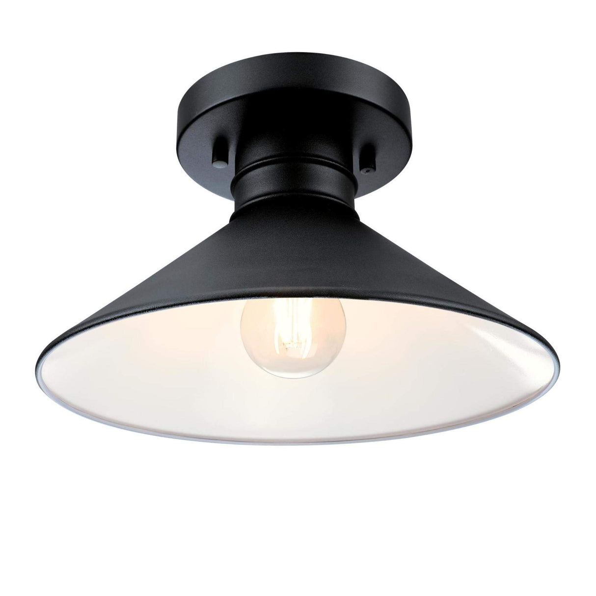 Westinghouse 6112900 Watts Creek 11 Inch Rustic/Arts & Crafts One-Light Outdoor Semi Flush Mount Ceiling Light, Dark Sky Friendly, Textured Black Finish Westinghouse