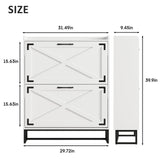 Maupvit Shoe Storage Cabinet with 2 Flip Drawers, Freestanding Organizer with Metal Legs for Entryway, Narrow Shoe Rack Cabinet, Black White Maupvit