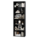 FOTOSOK 6-Tier Black Open Bookcase - Stylish Freestanding Display Storage for Home and Office FOTOSOK