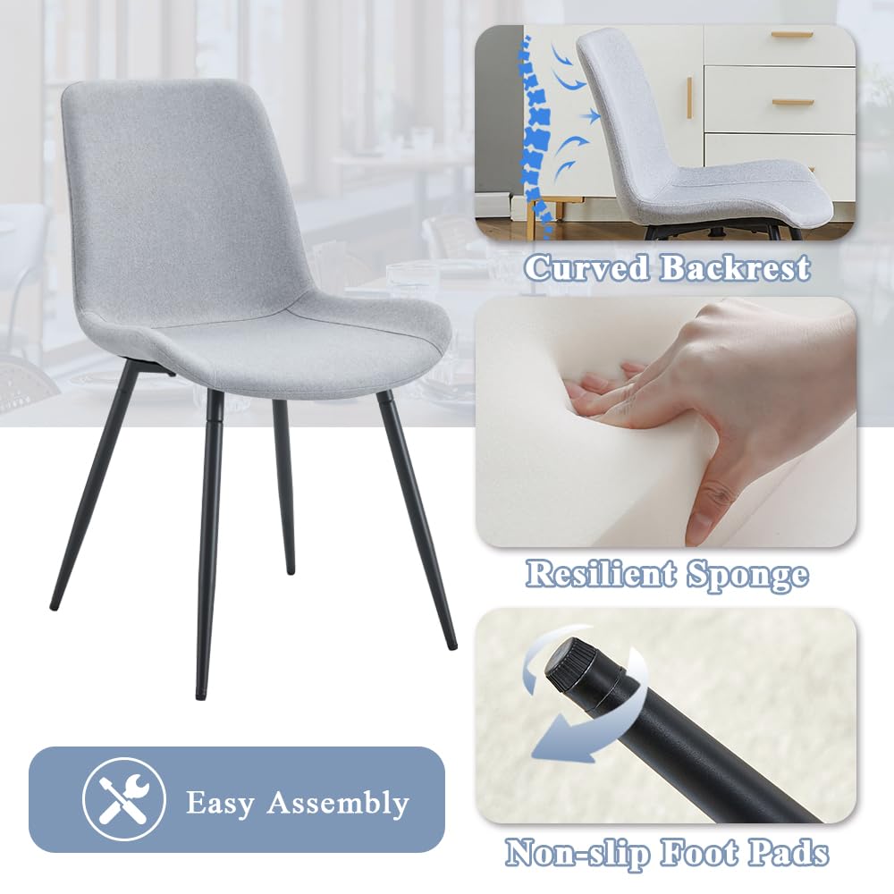 FURNITO 7 Piece Dining Table Set, 59"-75" Extendable Dining Room Table Set with 6 Upholstered Chairs, White Kitchen Table Chairs Set for Living Room, Apartment, Easy to Assemble FURNITO