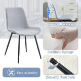 FURNITO 7 Piece Dining Table Set, 59"-75" Extendable Dining Room Table Set with 6 Upholstered Chairs, White Kitchen Table Chairs Set for Living Room, Apartment, Easy to Assemble FURNITO