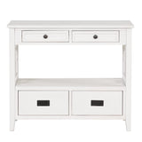 SPOFLYINN 36 Inch Farmhouse Console Table with 4 Drawers 1 Storage Shelf Pine Wood Entryway Table for Living Room Bedroom Hallway Kitchen White One Size SPOFLYINN
