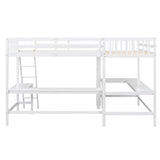 Harper & Bright Designs L-Shaped Loft Bed with Desks, Wood Twin Size Loft Bed with Ladder & 2 L-Shaped Desks, Corner Twin Bed for Kids, Teens, Adults (White) Harper & Bright Designs
