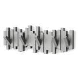Umbra Sticks Wall-Mounted Coat Rack Rail Hook with 5 Retractable Pegs – Modern, Space-Saving Storage Organizer, Grey Umbra