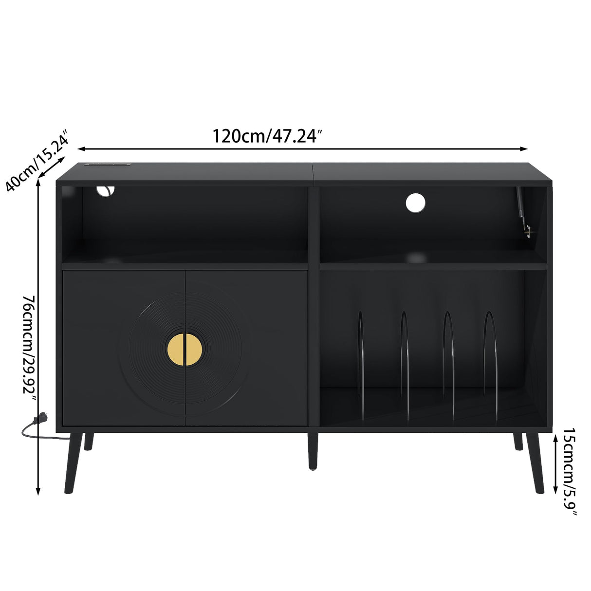 Fiogmub Large Record Player Stand, Mid Century Turntable Stand with Door, Record Player Table Holds Up to 350 Albums,Vinyl Display Shelf for Bedroom Living Room Fiogmub