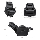 VICTONE Electric Power Lift Recliner Chair for Elderly Reclining Sofa for Living Room with Massage, Side Pockets and Cup Holders (Leather, Black) VICTONE