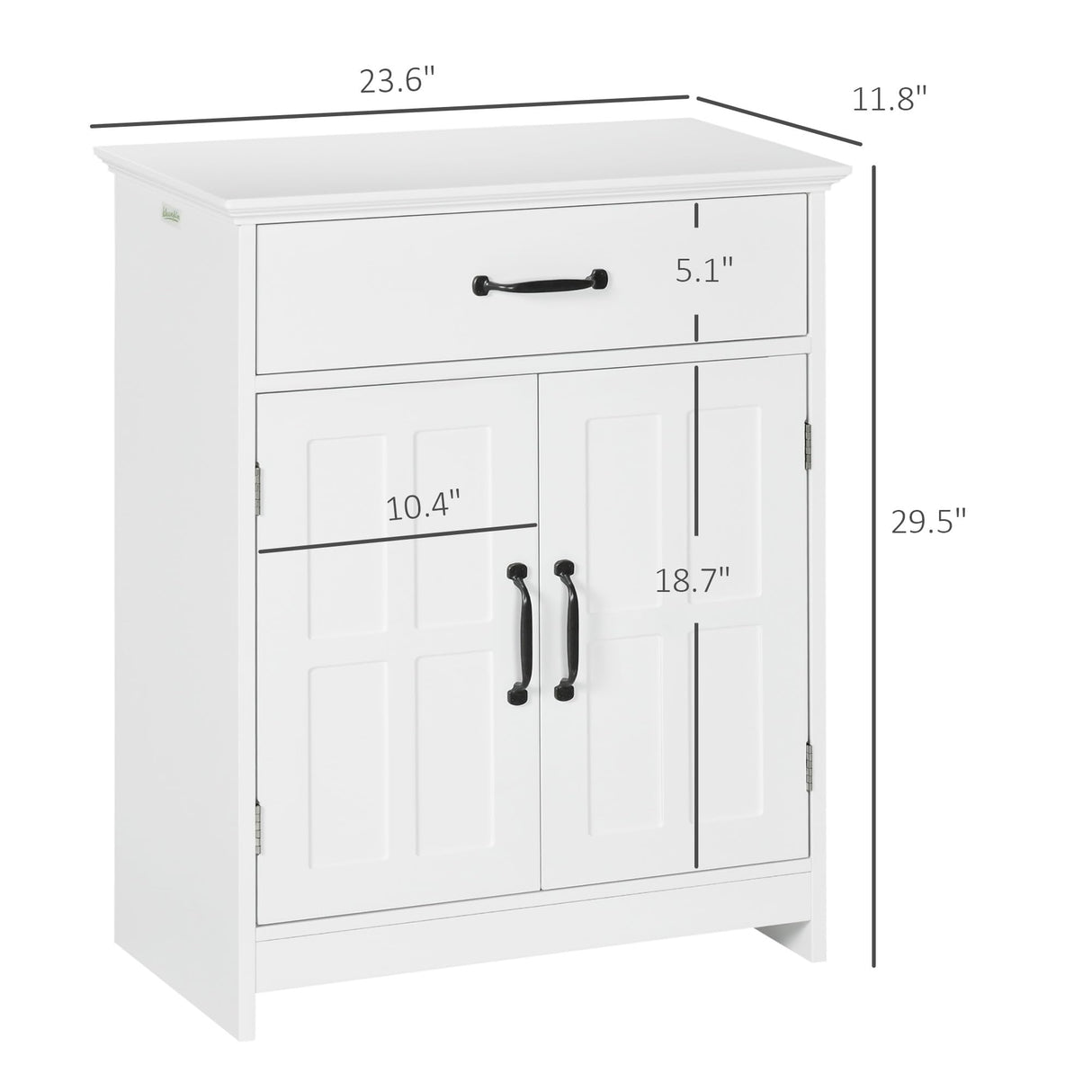 kleankin Freestanding Bathroom Cabinet, Farmhouse Small Storage Cabinet with Storage Drawer, 2 Doors, Narrow Floor Cabinet with Adjustable Shelf, White kleankin