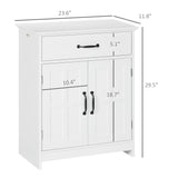 kleankin Freestanding Bathroom Cabinet, Farmhouse Small Storage Cabinet with Storage Drawer, 2 Doors, Narrow Floor Cabinet with Adjustable Shelf, White kleankin