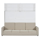 Harper & Bright Designs Queen Size Murphy Bed Cabinet Wall Bed Chest with Sofa, Storage Bookshelves, Wooden Murphy Bed Frame for Home Office Guest Room Bedroom, White Harper & Bright Designs