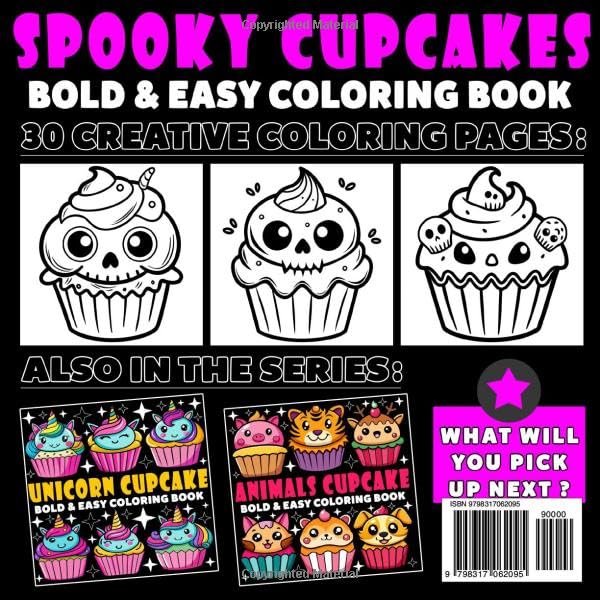 Spooky Cupcakes Coloring Book | Bold and Easy Coloring Book: 70 Pages - 8.5" x 8.5" - For Cute Cupcake Lovers (Bold & Easy Coloring Book Series) WoodArtSupply