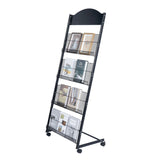 lesolar Floor-Standing Magazine Rack 4-tier Newspaper Holder Book Display Shelf Brochure Display Stand Floor Suitable for Exhibitions Shopping Malls Hospitals Offices School (Black) lesolar