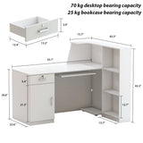 AIEGLE Reception Desk with Hutch, Reception Counter Desk with Lockable Drawers & Shelves, for Salon Recetion Room Retail Counter Checkout Office, White (55.1" W x 43.3" D x 43.3" H) AIEGLE