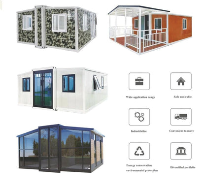 40Ft 20Ft Shipping Prefab Light Steel Folding Prefabricated Home Villa 5 Bedroom Container Expandable House - WoodArtSupply