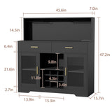 Wine Bar Cabinet with LED Light, Kitchen Coffee Bar Cabinet with Power Outlet, Home Liquor Cabinets with Glass Holder and Wine Racks, Modern Buffet Sideboard with Storage for Living Room, Kitchen SAHISTCT